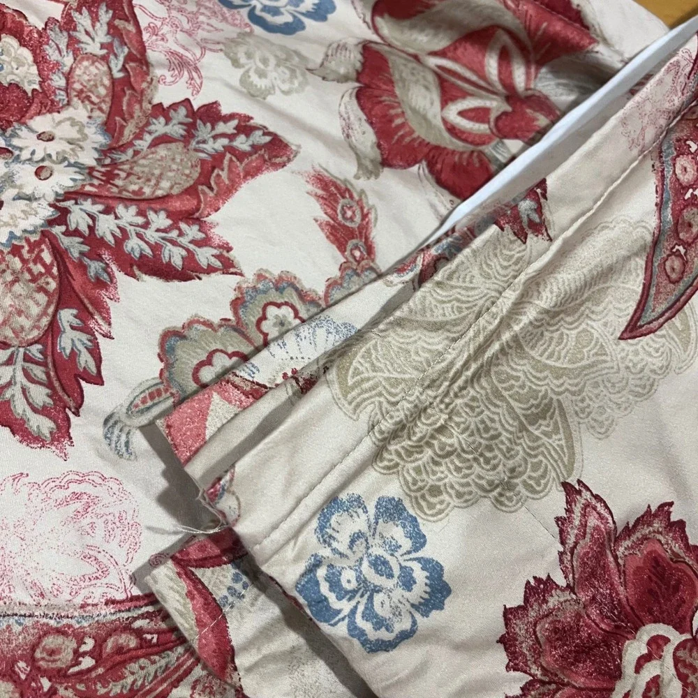 Cindy Crawford Style Floral Paisley Lined Curtain Panels Red Blue 40x80 Set of 2